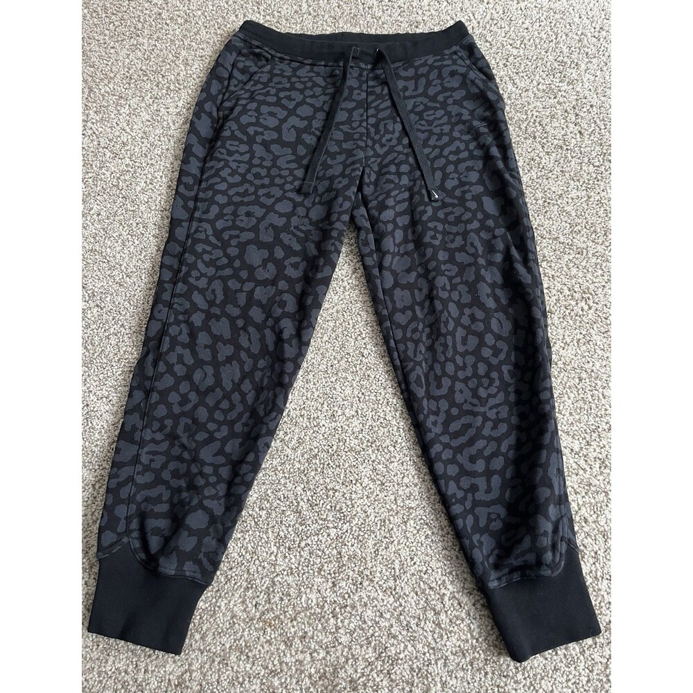 Women's Black Cheetah Nike Jogger Pants, Size XS